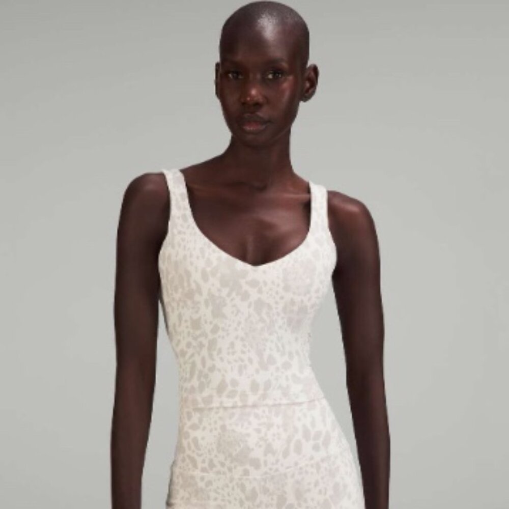 LULULEMON Align Cropped Tank Top Cheetah Camo Antique White | Size 12